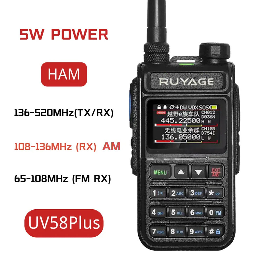 RUYAGE UV58 Plus 5W 6-Band Analog Walkie Talkie