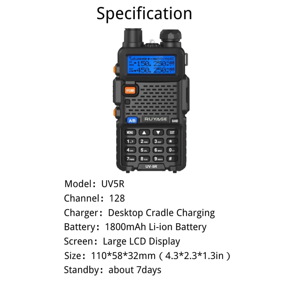 RUYAGE UV5R 6 Band VHF/UHF Analog Walkie Talkie