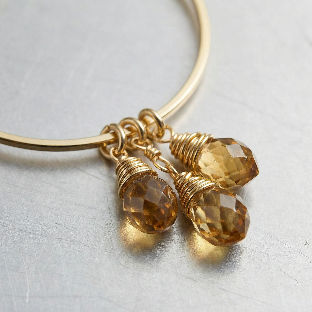 Radiant Crystal Dangle Hoops Earrings in Gold | Cut Glass Gemstones