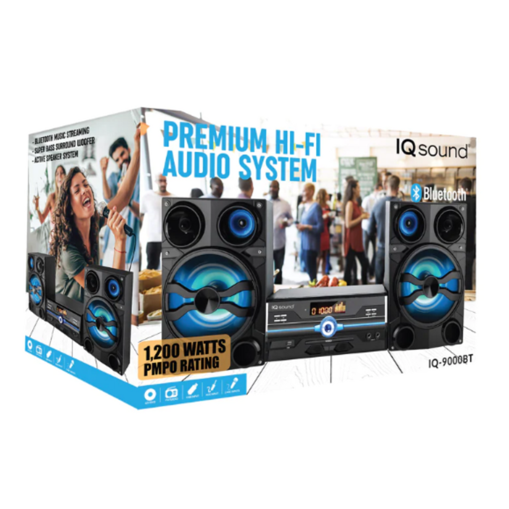 IQ Sound HiFi Multimedia Audio System with Bluetooth and AUX, USB & Mic Inputs