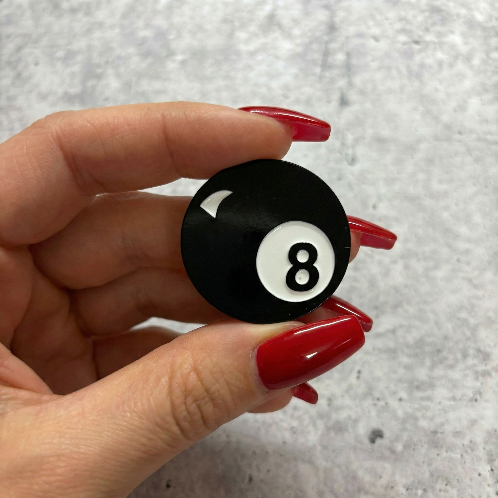 Retro 8 Ball Pin 1.4" Stylish Metal Alloy Brooch | Billiards Ball in Black and White