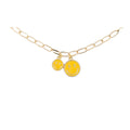 Retro '80s-'90s Dual Happy Face Charm Necklace | 4 Color Options | Yellow, Black, White, Pink