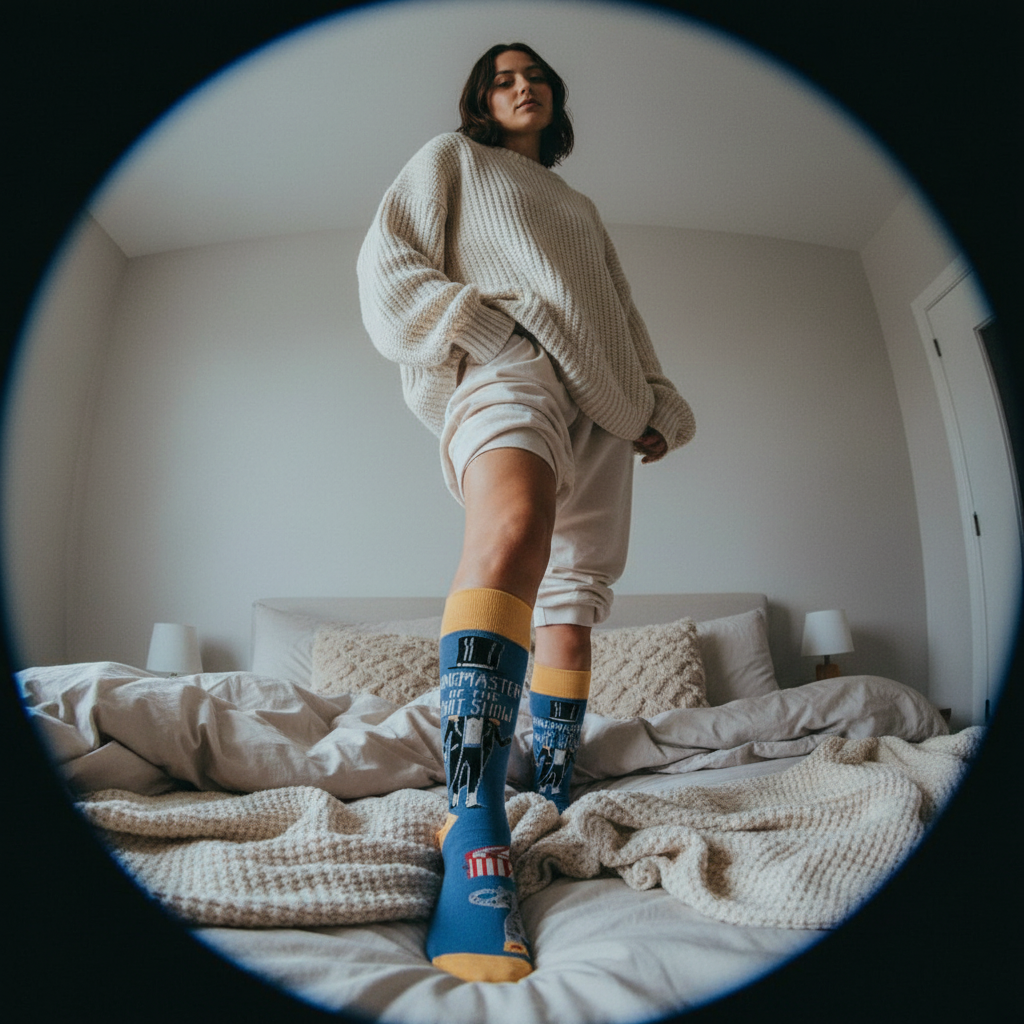 Ringmaster Of The Shit Show Funny Socks | Blue Circus Graphic Crew Socks