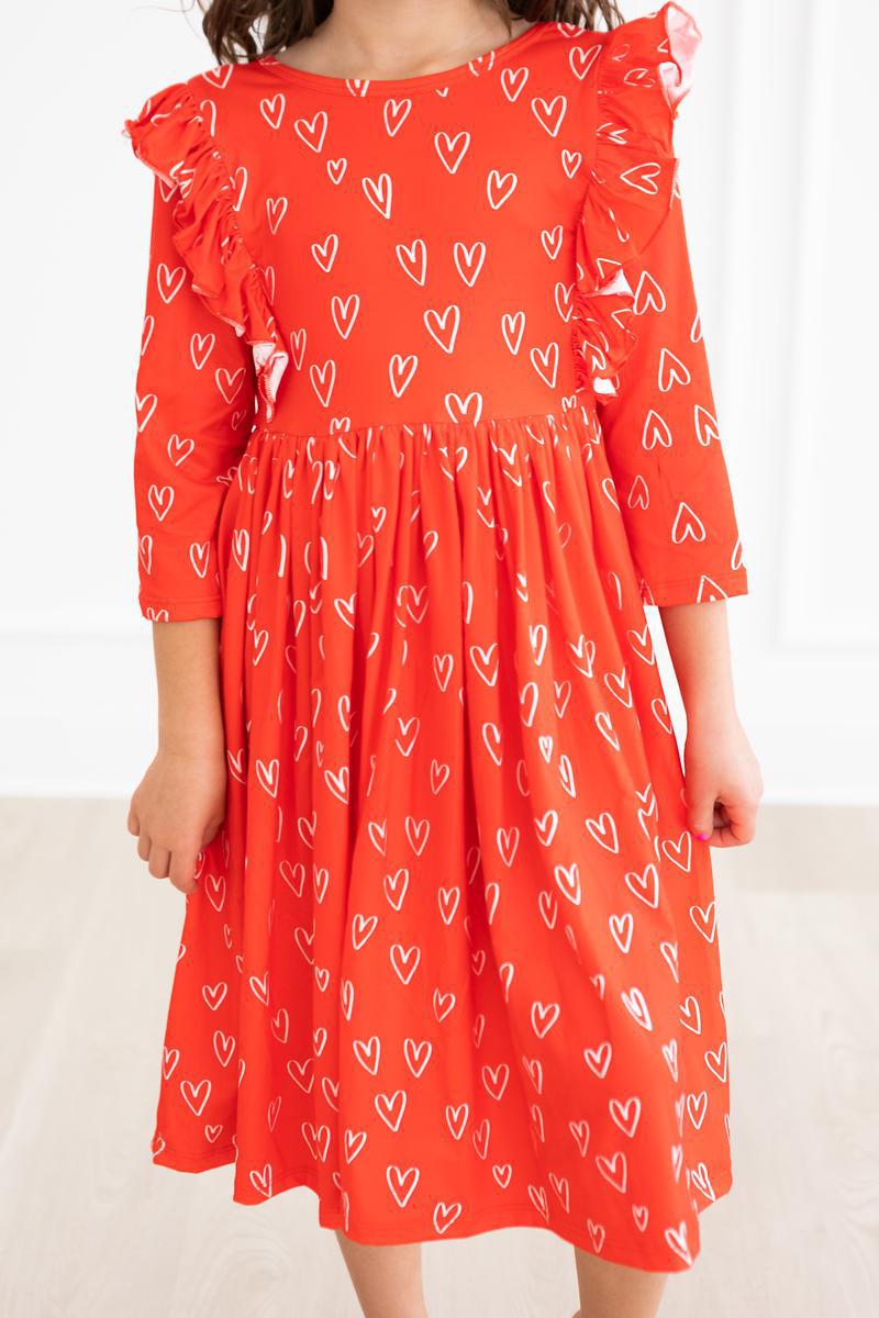 SALE Roses are Red Ruffle Twirl Dress