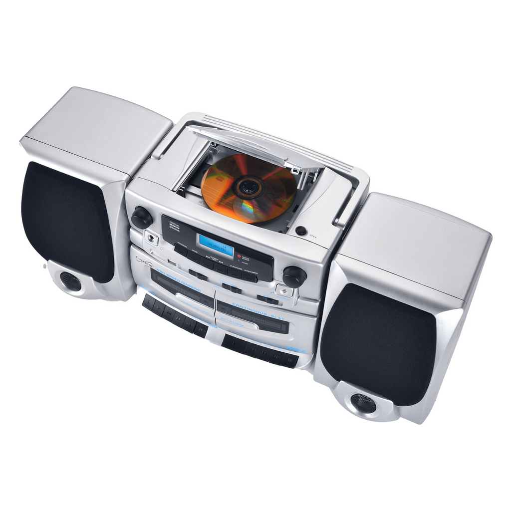 Supersonic Bluetooth Audio System with Double Cassette Recorder & Built-In Mic