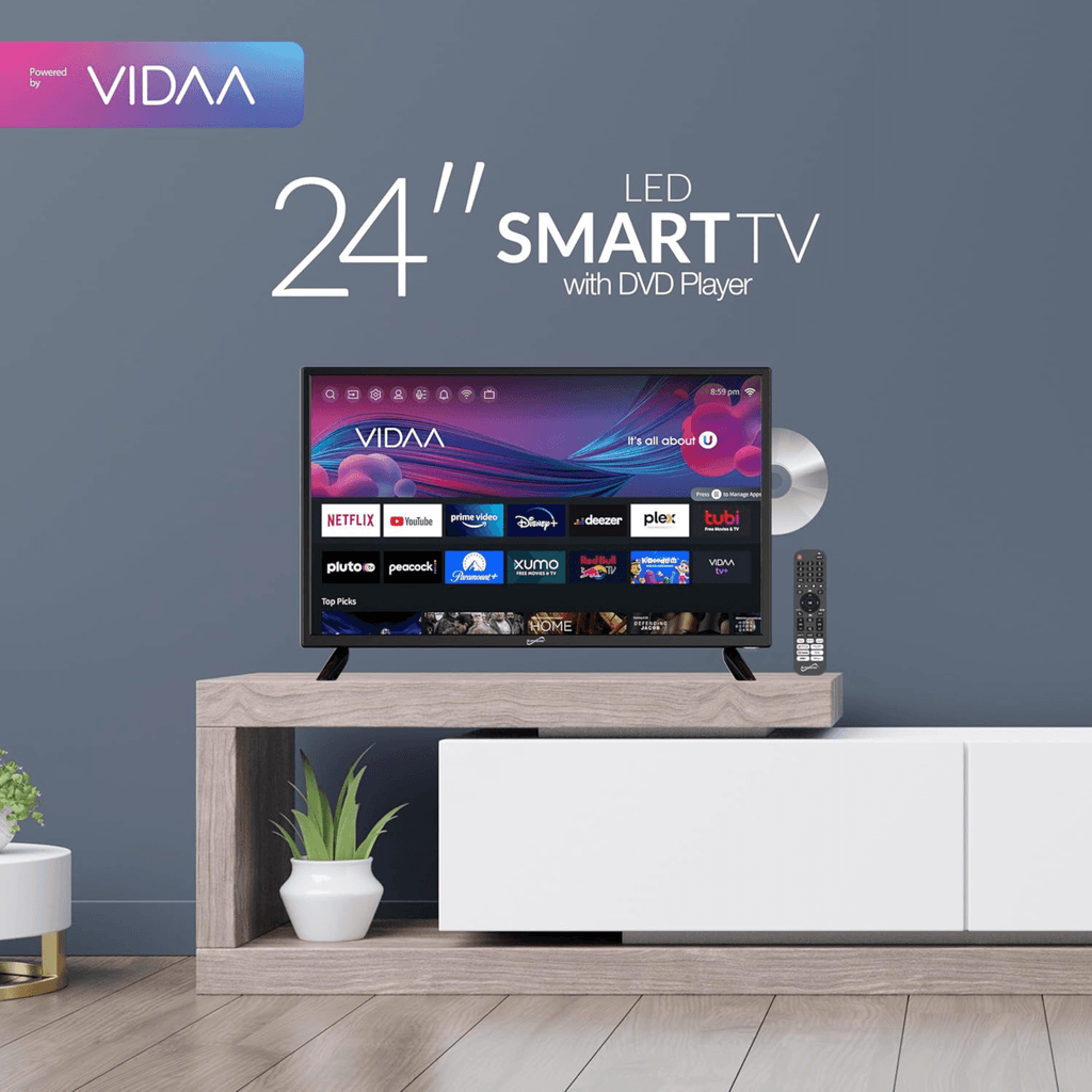 Supersonic Smart 24-inch VDAA DLED AC/DC Television with DVD Player & 12V Car Cord
