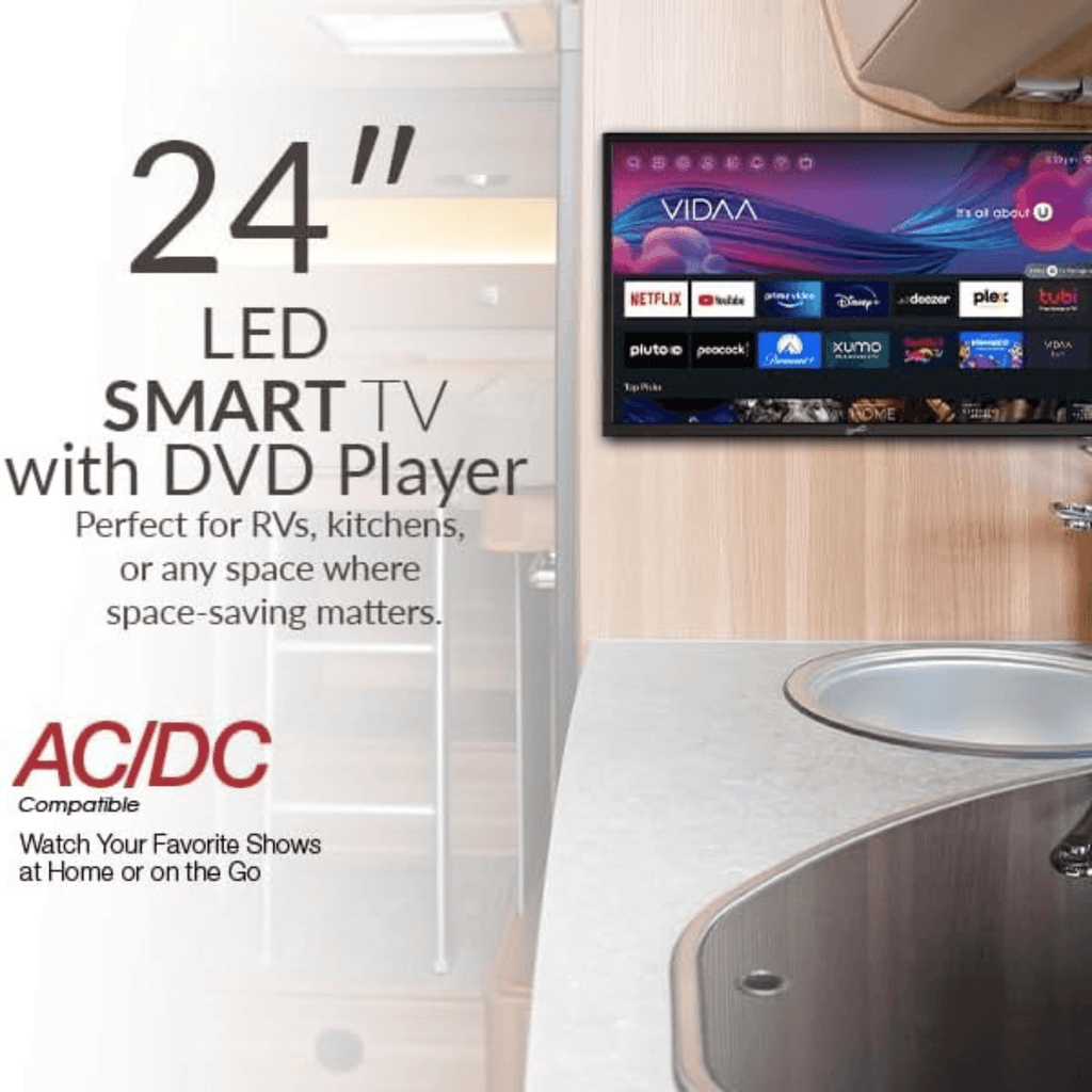 Supersonic Smart 24-inch VDAA DLED AC/DC Television with DVD Player & 12V Car Cord