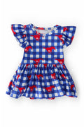 SMU Plaid Mustang S/S Flutter Twirl Bodysuit
