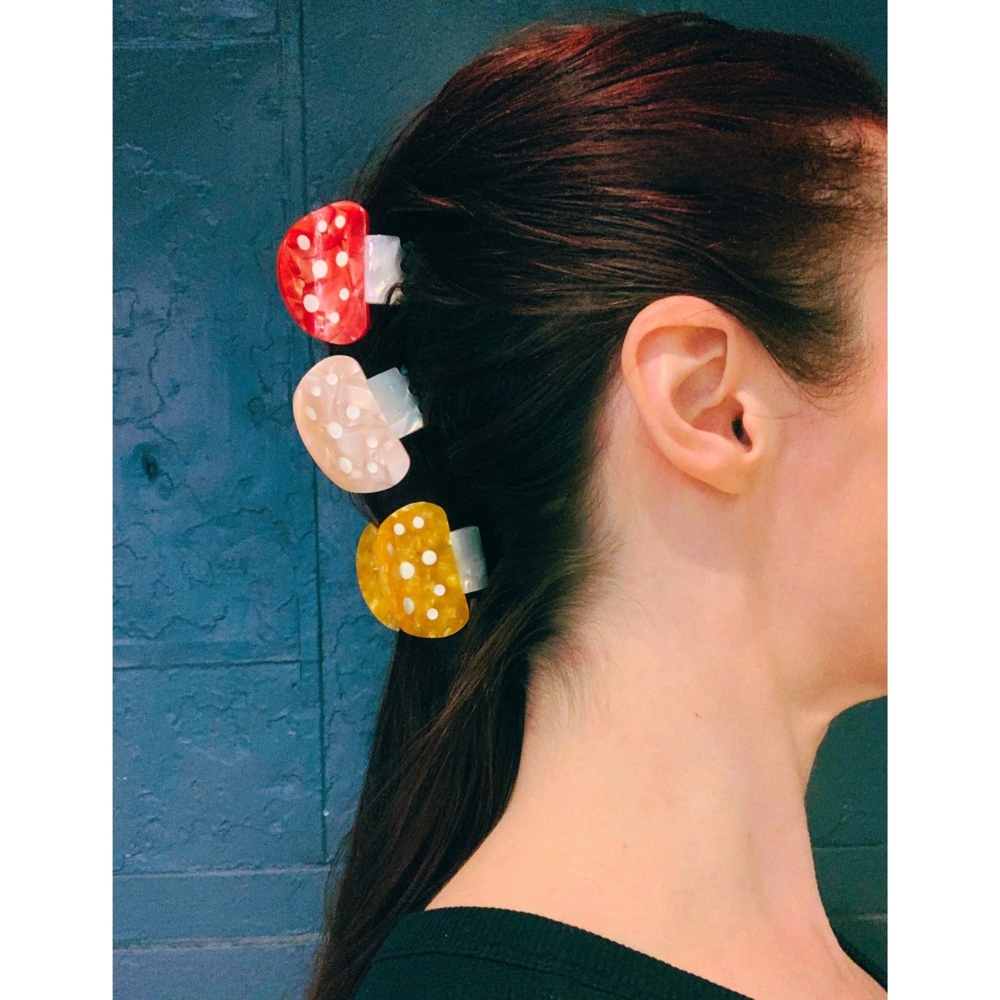 Set of 3 Velvet Claws Mini Mushroom Hair Clips