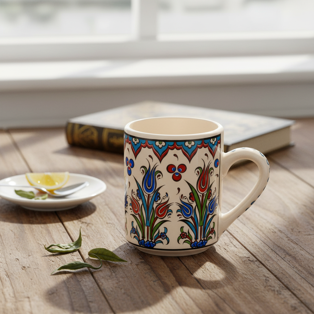 Set of 4 Handmade in Türkiye Ceramic Botanical Mugs - 9 Styles Available