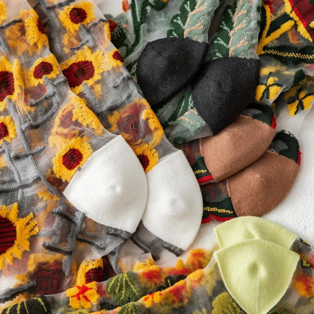 Sheer Plant Lover Socks in 8 Nature-Inspired Styles [Fits Size 5-9]