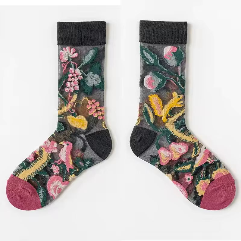 Sheer Plant Lover Socks in 8 Nature-Inspired Styles [Fits Size 5-9]