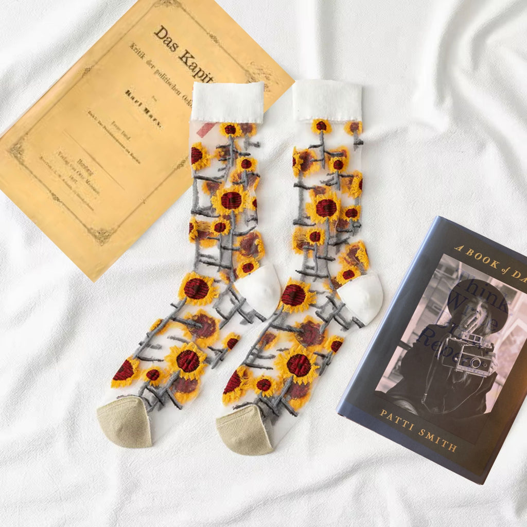 Sheer Plant Lover Socks in 8 Nature-Inspired Styles [Fits Size 5-9]