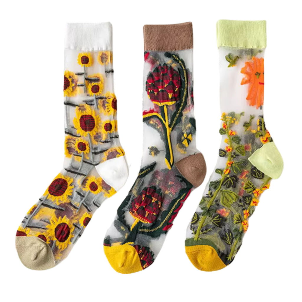 Sheer Plant Lover Socks in 8 Nature-Inspired Styles [Fits Size 5-9]