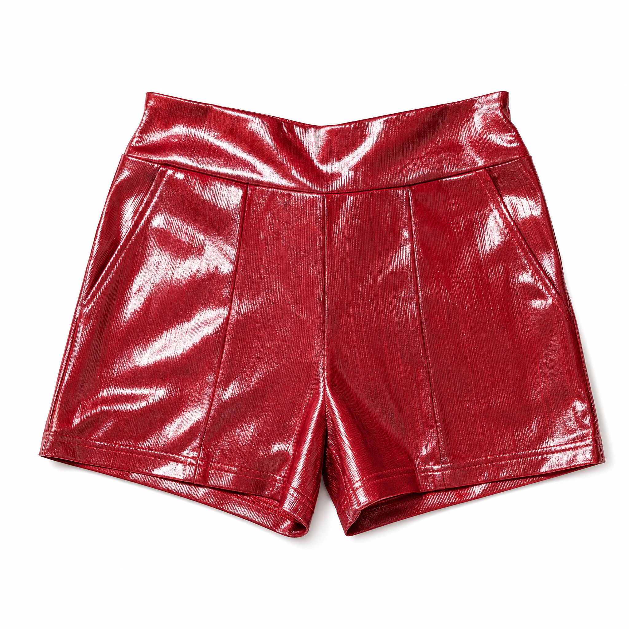 [Size M-3X] Shiny Short Firework in Red | Metallic Stretch Fabric