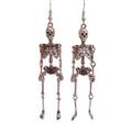 Skeleton Dangle Earrings in Silver | Anatomical Spooky Skeleton Long Halloween Earrings