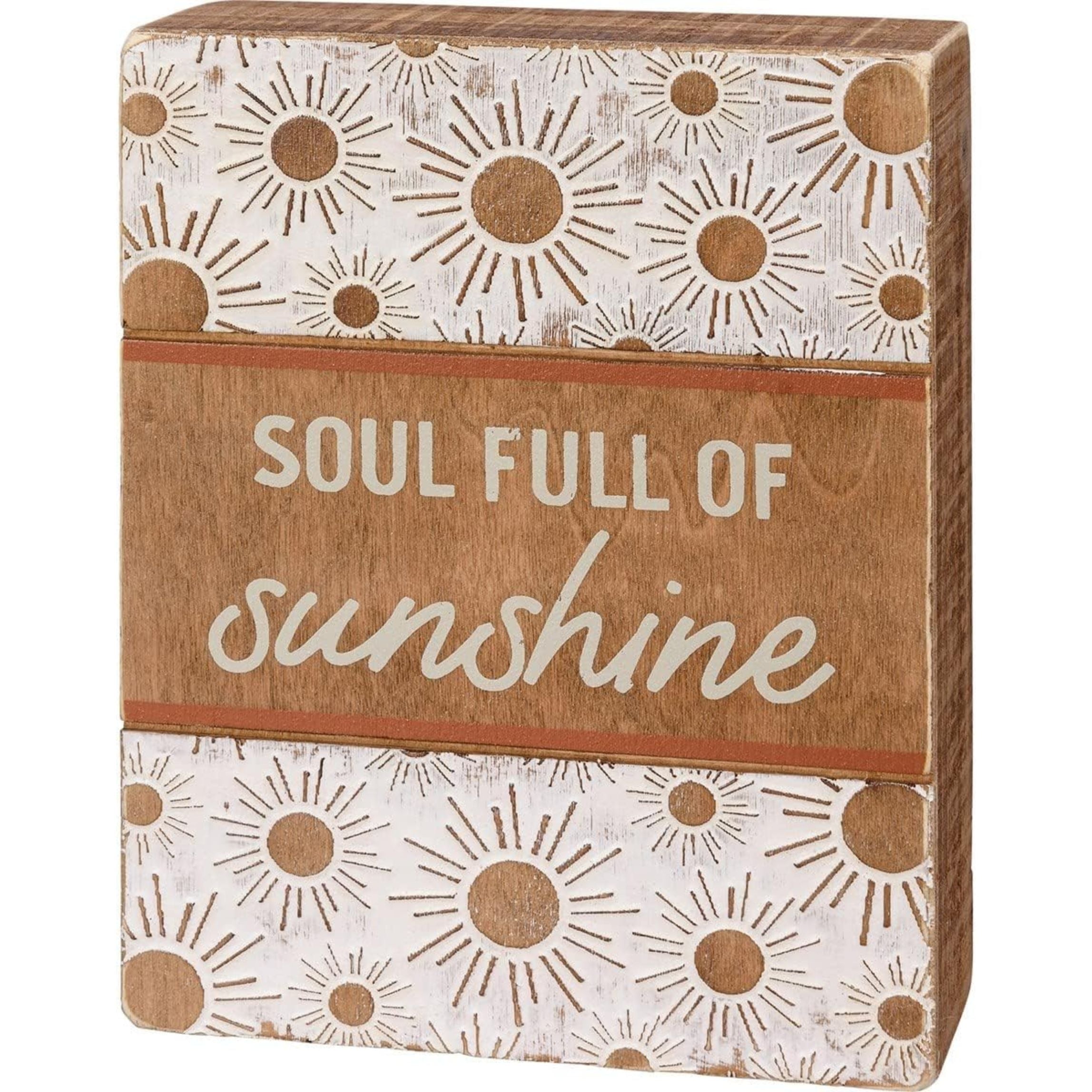 Soul Full Of Sunshine Wooden Box Sign | Boho Sunburst Home Decor