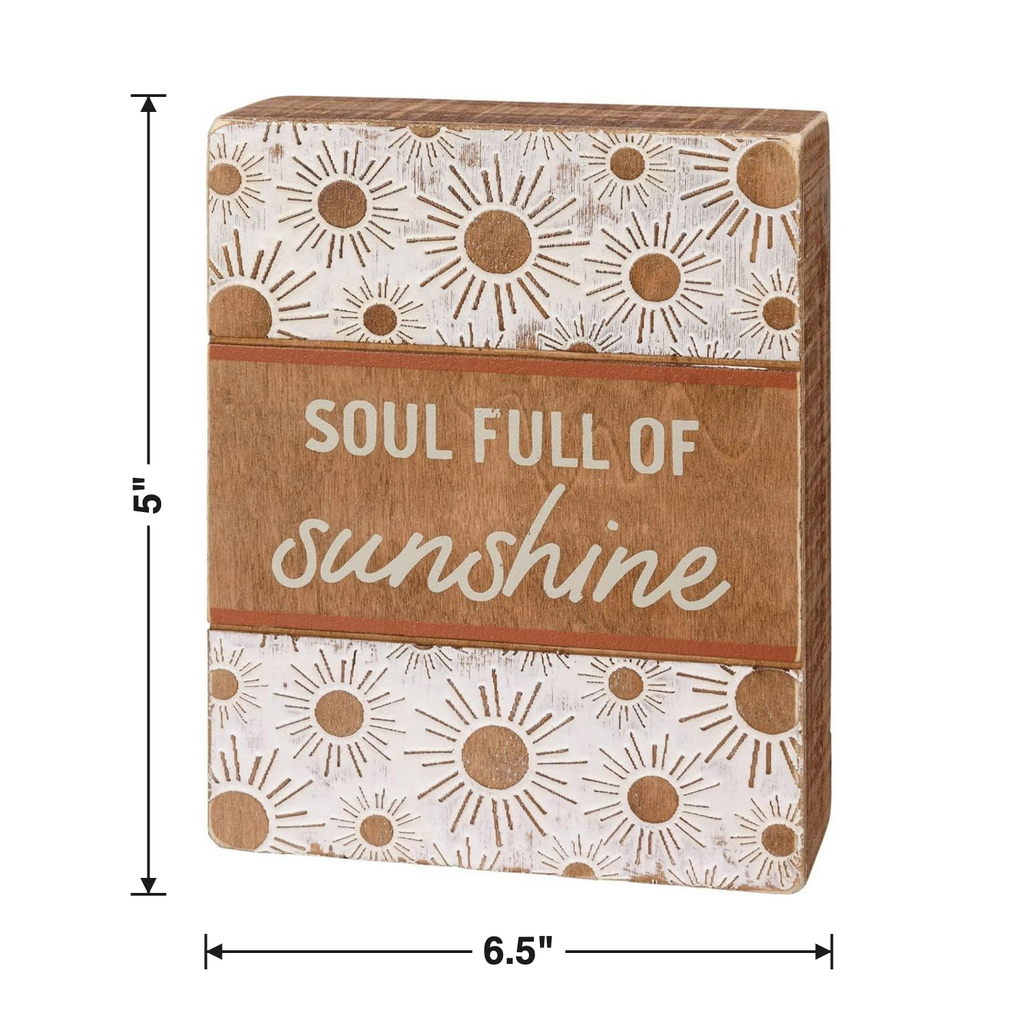Soul Full Of Sunshine Wooden Box Sign | Boho Sunburst Home Decor