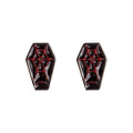 Sourpuss Red & Black Coffin Earrings | Gothic Studs Alternative Jewelry | Spooky Fashion Accessories