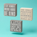 Stay Humble Gray Box Sign Set | Giftable Home Decor | 4" x 4" | Gift for Her
