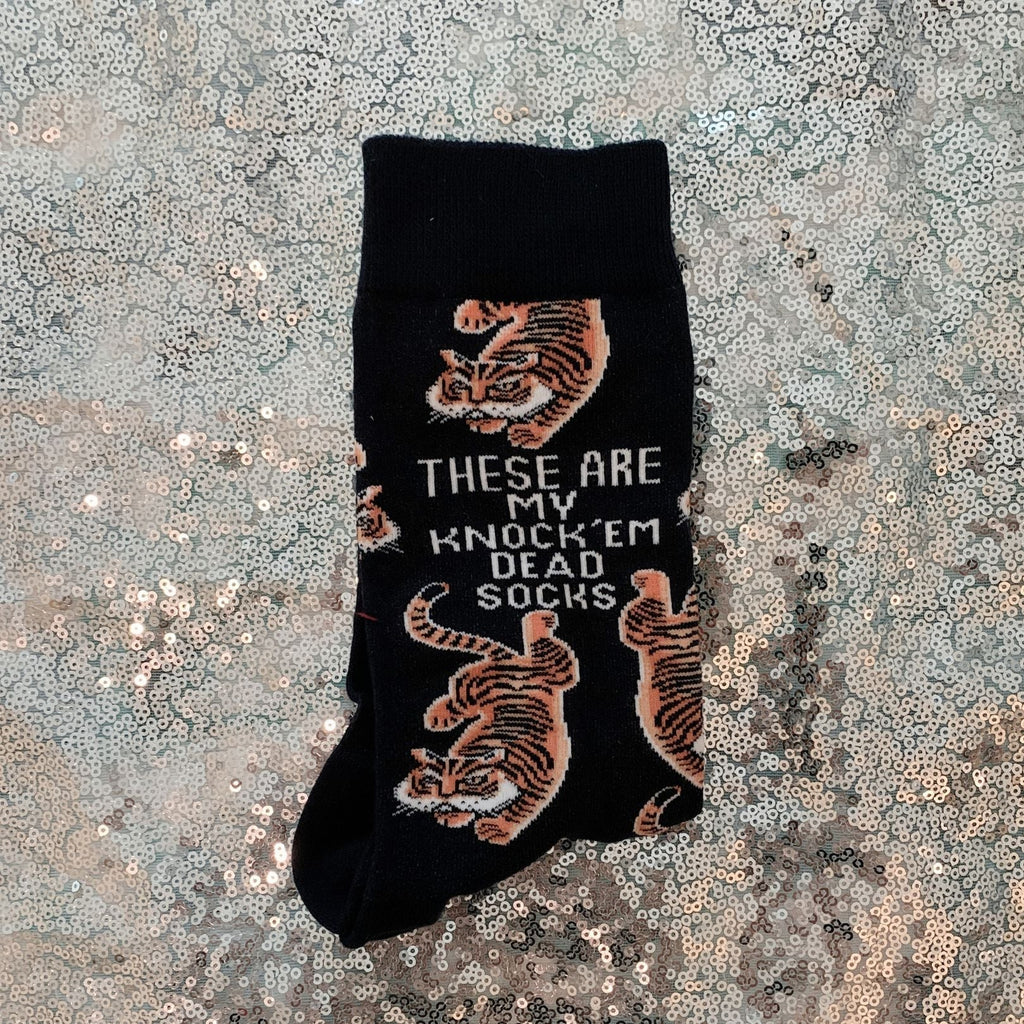 These Are My Knock ’Em Dead Socks | Tiger Motif Vintage Crew Socks