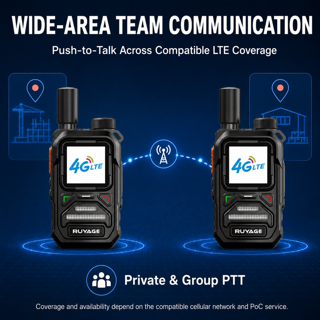 RUYAGE X10 Mini 4G LTE PoC Walkie Talkies with Alert Lights – 2-Pack