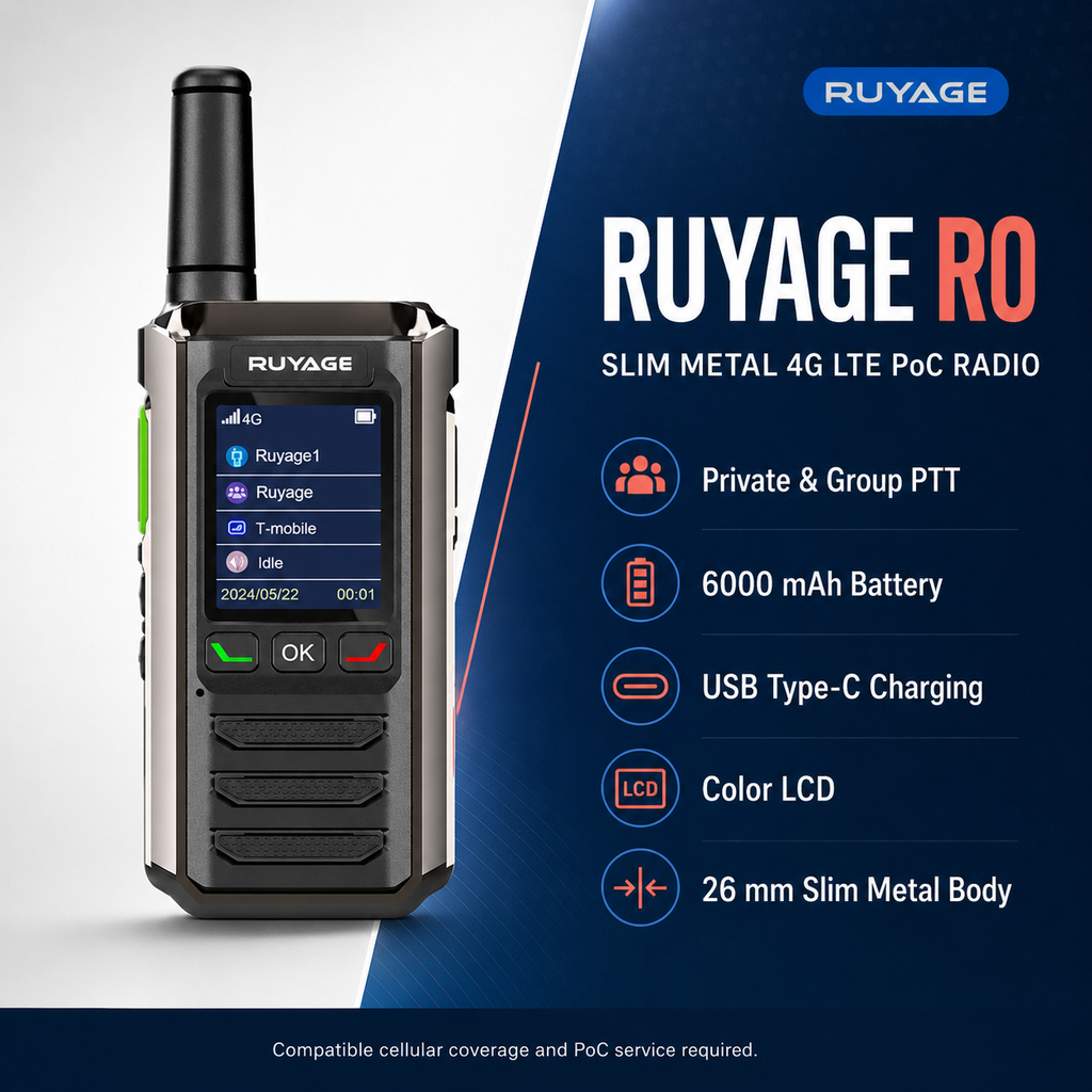 RUYAGE R0 Metal-Body 4G LTE PoC Walkie Talkies – 2-Pack