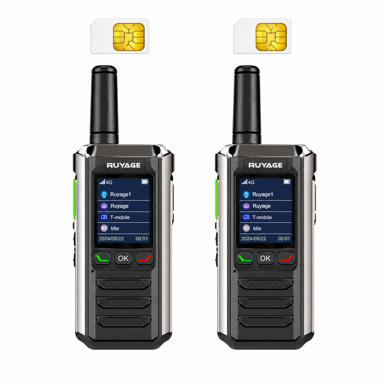 RUYAGE R0 Metal-Body 4G LTE PoC Walkie Talkies – 2-Pack