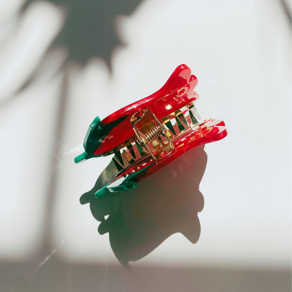 Velvet Claws Small Hair Clip | Red Rosebud Hair Claw