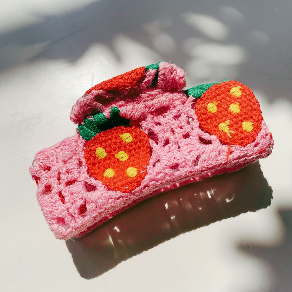 Velvet Claws Strawberry Granny Square Hair Claw