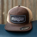 Woodside 7-Panel Brown/Khaki Snapback Trucker Hat