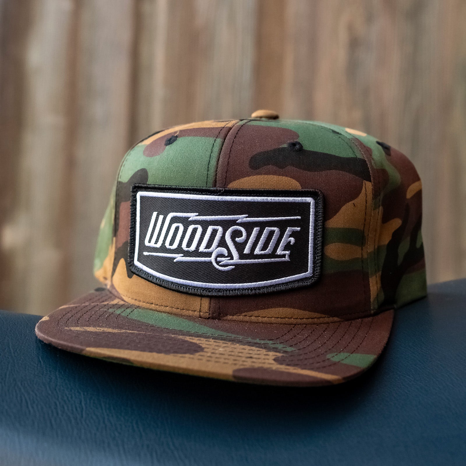 Woodside Brand Patch Cotton Camo Snapback Hat