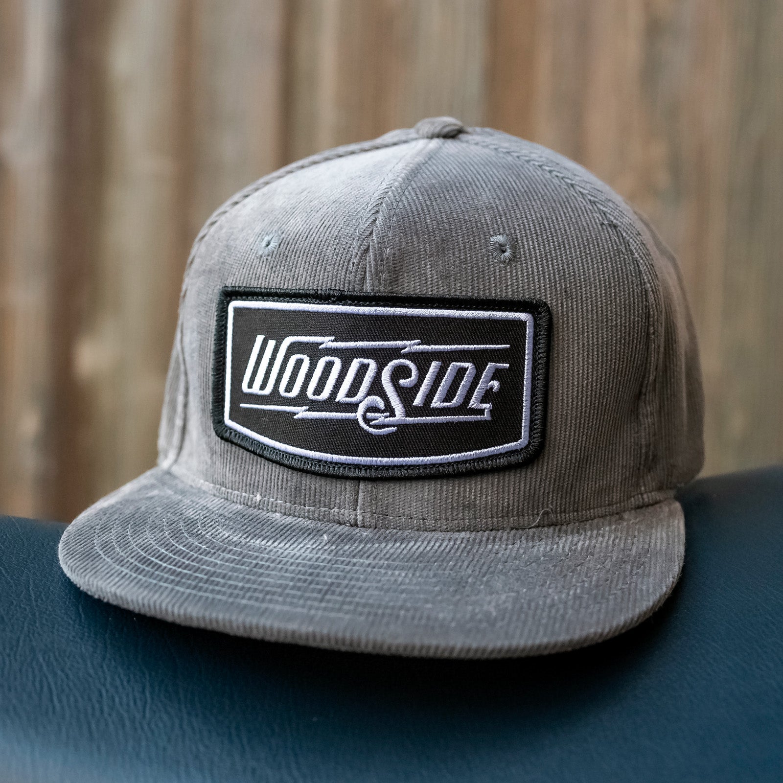 Woodside Patch Grey Corduroy Snapback Hat