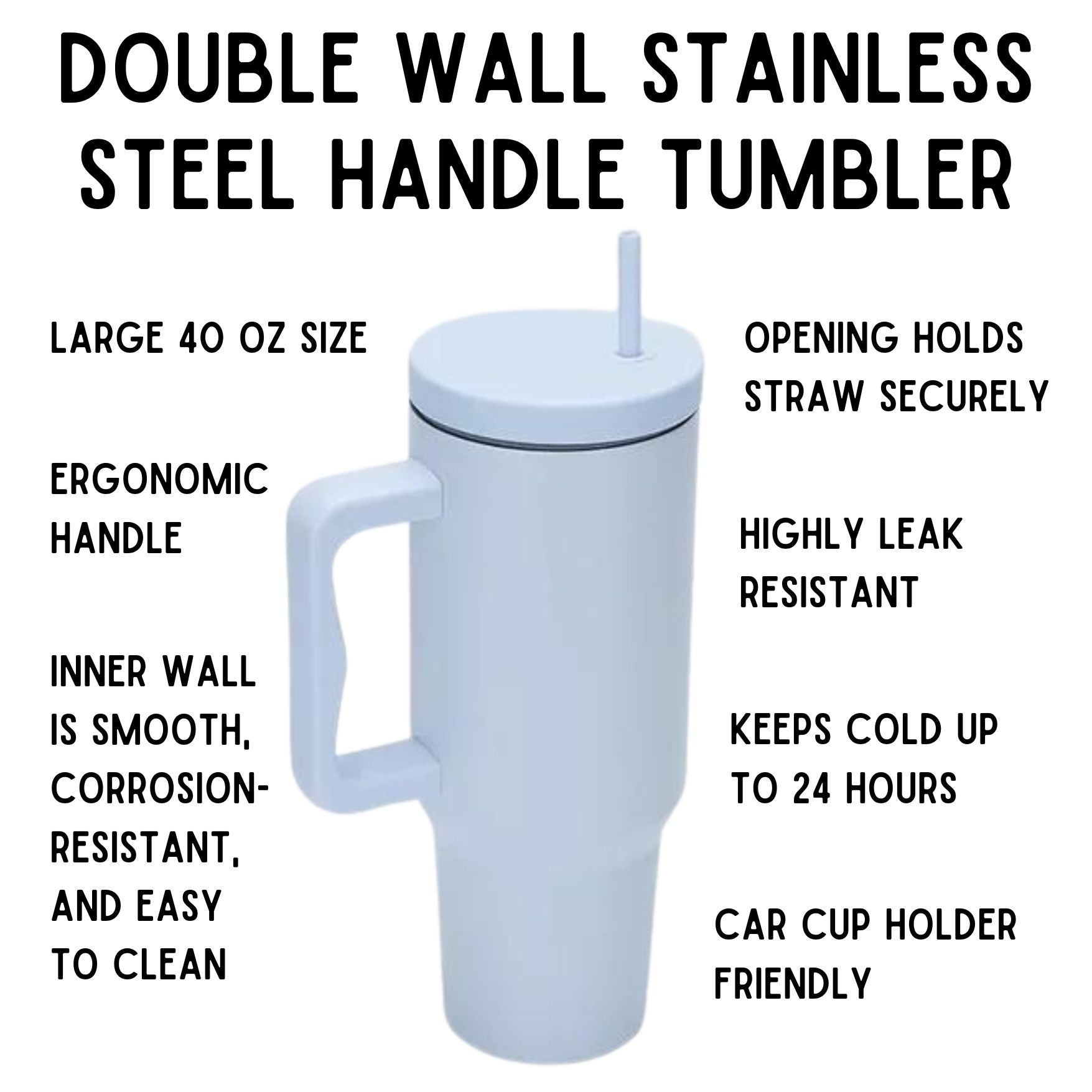 Monocolor Cold Cup Tumbler 40 Oz Handle Travel Mug
