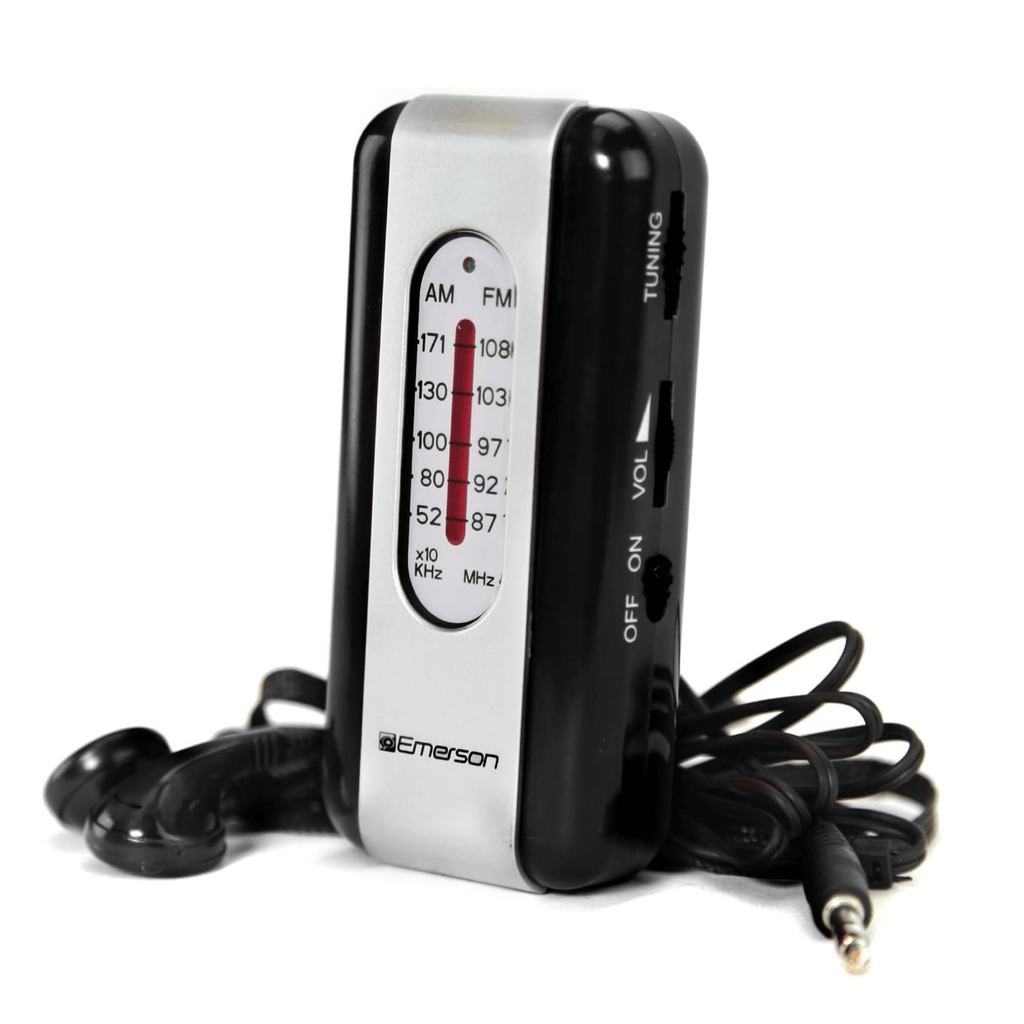 Emerson Portable AMFM Radio with Earbuds and Wide Frequency Range of Stations