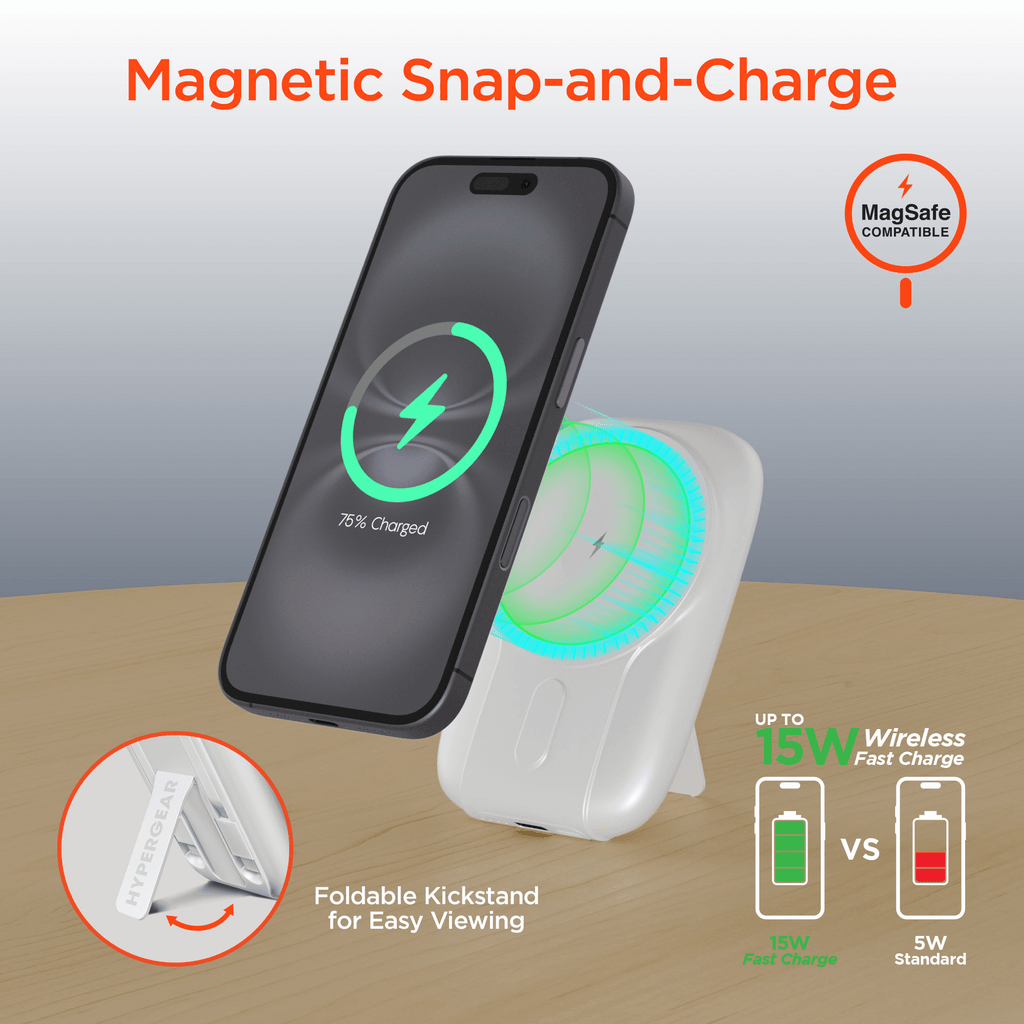 HyperGear Mag Grip Go 5000mAh Wireless Power Bank