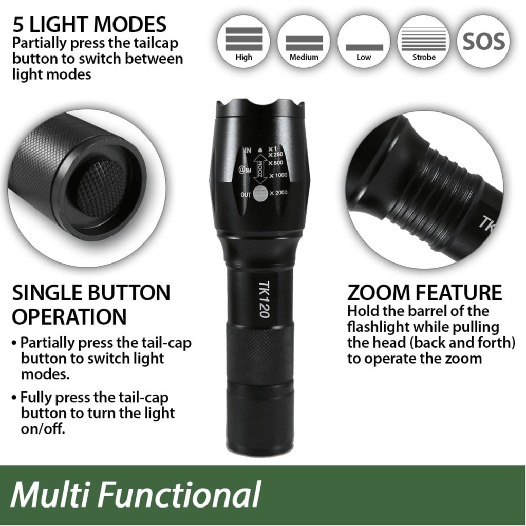 EcoGear FX TK120 Professional LED Flashlight Kit with Batteries and Charger