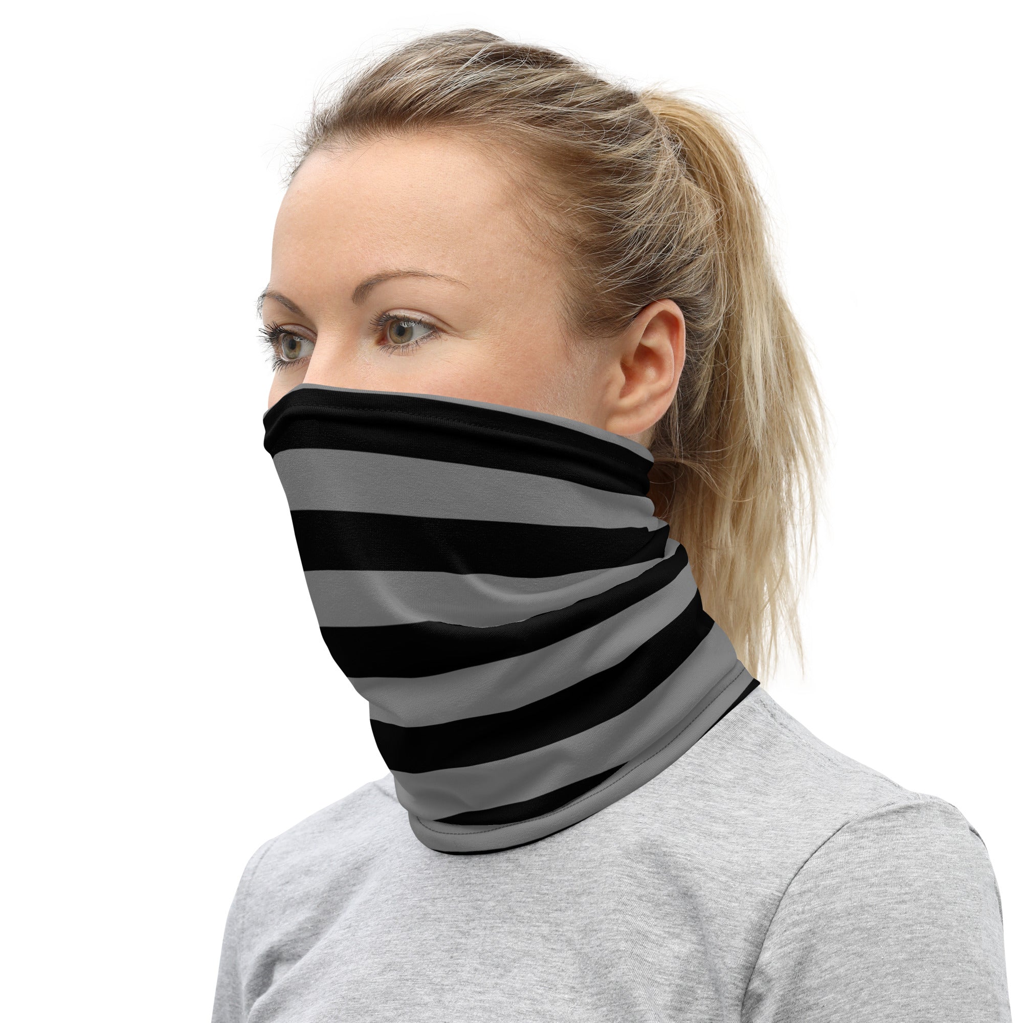 Grey & Black Striped Neck Gaiter