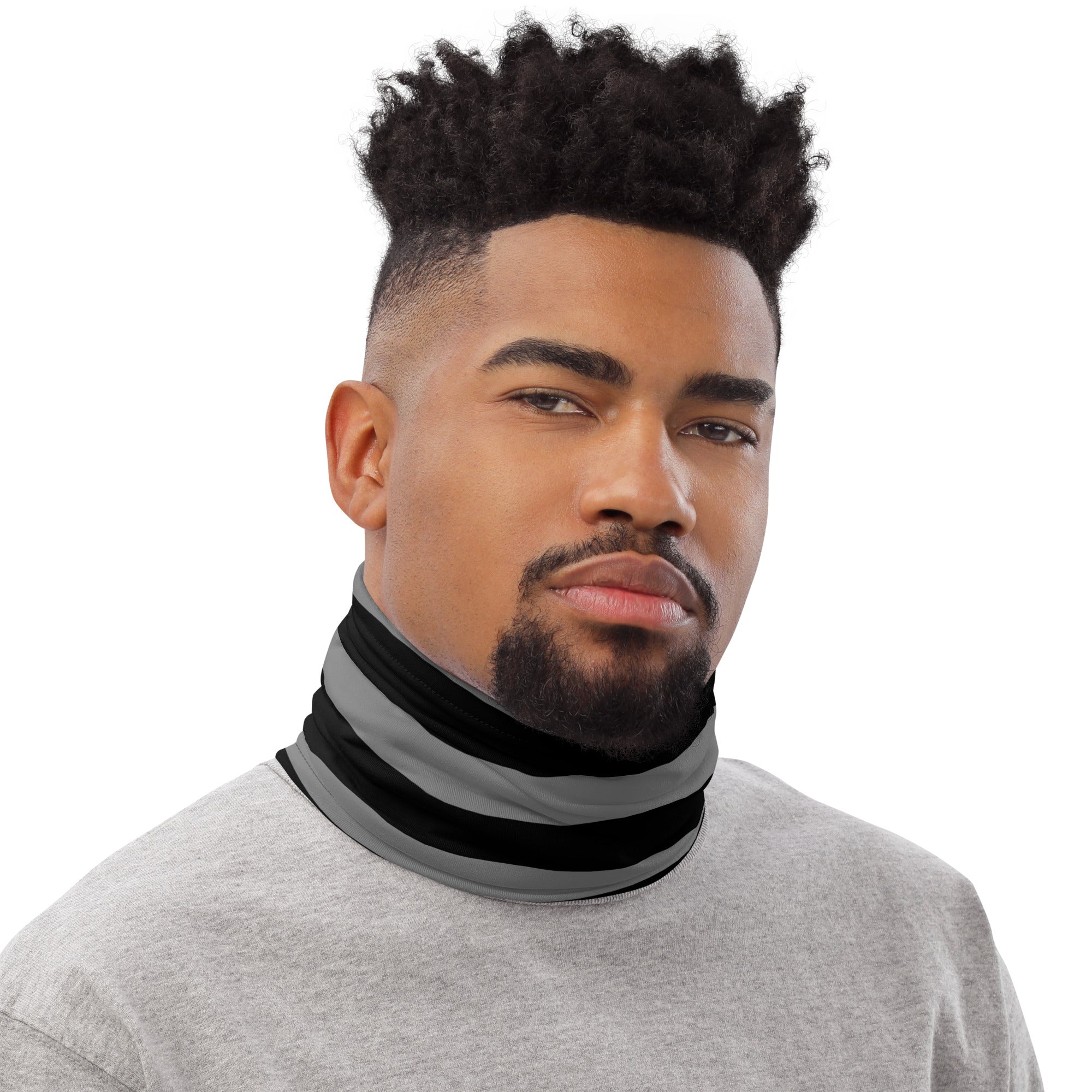 Grey & Black Striped Neck Gaiter