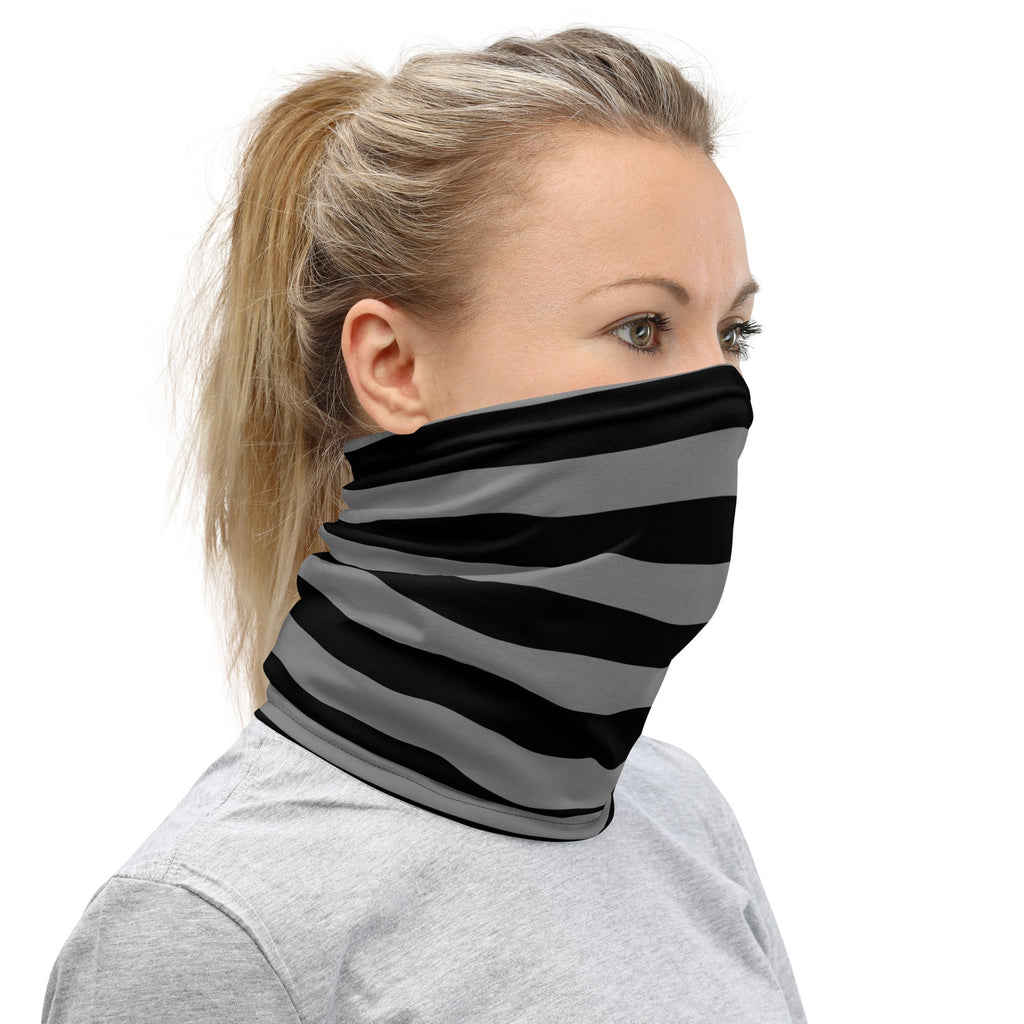 Grey & Black Striped Neck Gaiter