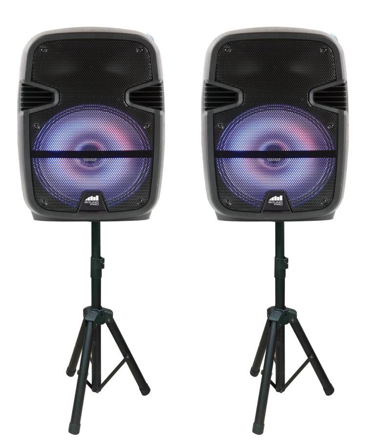 Naxa Dual 12 inch Bluetooth® True Wireless Sync Party Speakers with Disco Light Combo (NDS-1218D)