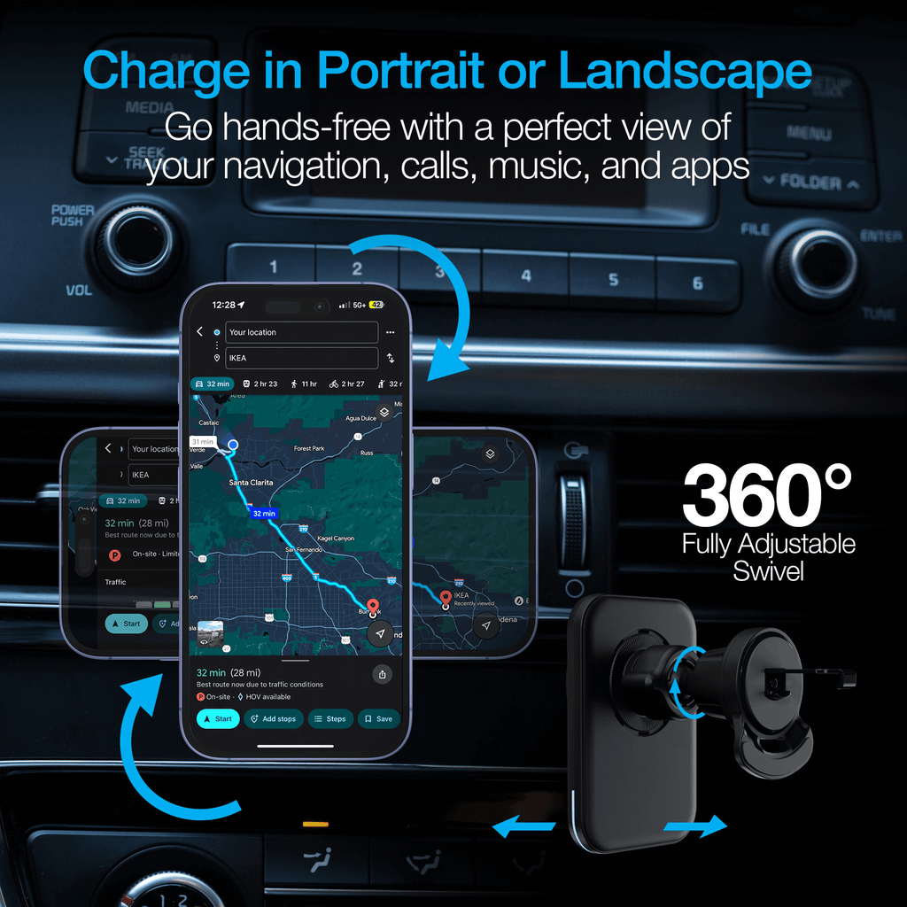 Naztech MagLock CAR 15W Magnetic Wireless Fast Charging Vent Mount with Qi2
