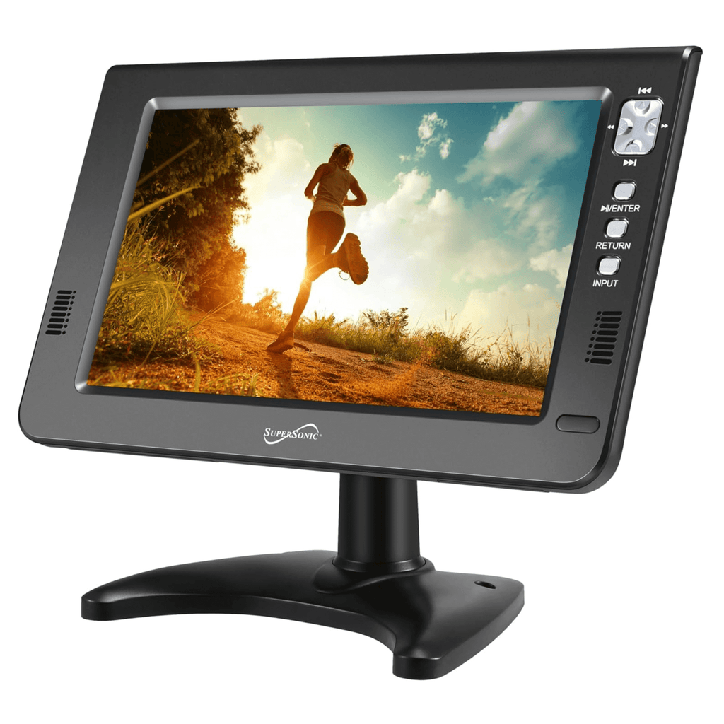 Supersonic Portable 9-inch LCD TV with Built-in Digital Tuner Rechargeable Battery ACDC Operation for Car Travel
