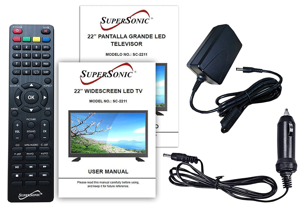 Supersonic 22" 12 Volt ACDC Widescreen LED HDTV with USB and HDMI (SC-2211)