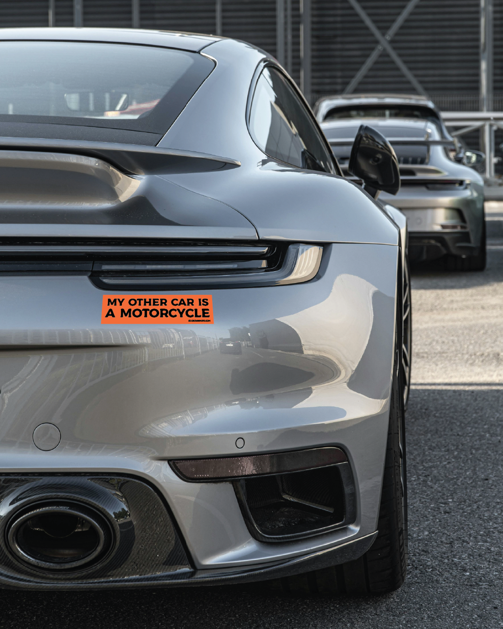 MY OTHER CAR IS A MOTORCYCLE Bumper Sticker (orange)