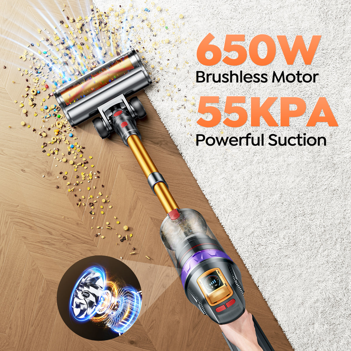 【Flash Sale】Buture VC90 Cordless Stick Vacuum Cleaner | 650W 55KPA