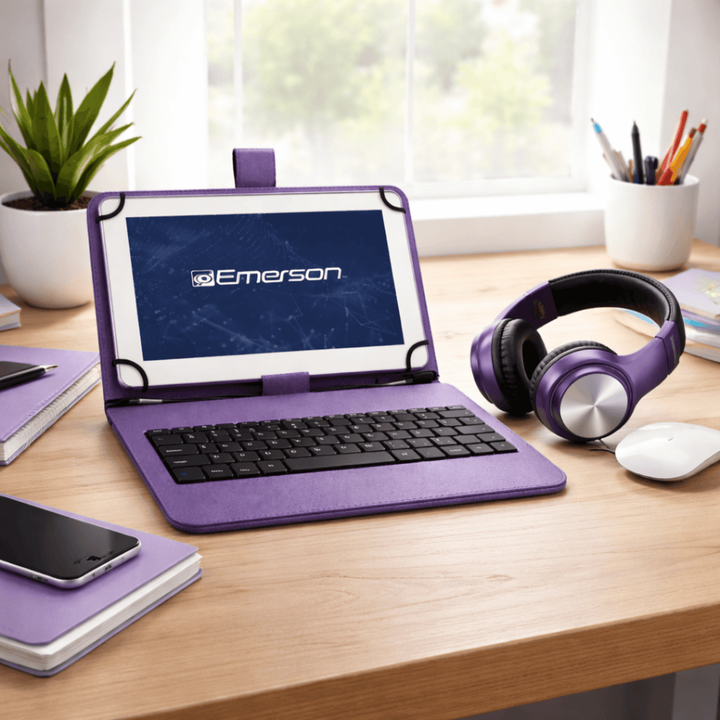 Emerson 9” Quad Core Tablet with Android 14 Purple - Refurbished