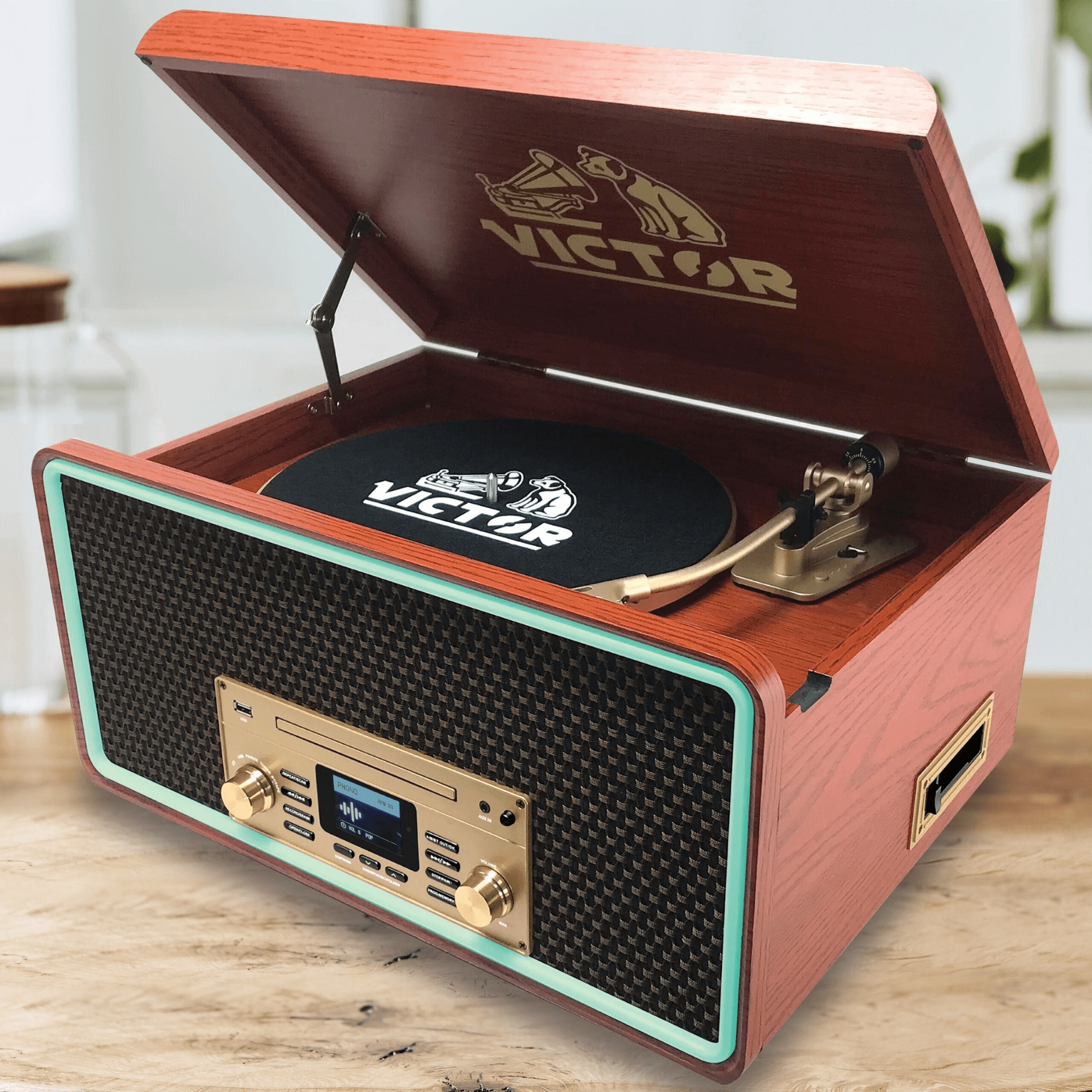 Victor Fremont 8-in-1 Wood Music Center - Refurbished