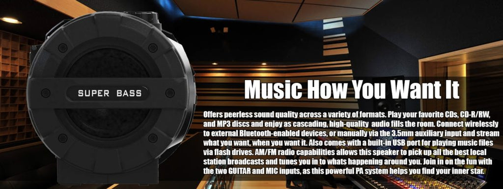 Naxa MP3 & CD Bass Reflex Boombox & PA System with Bluetooth