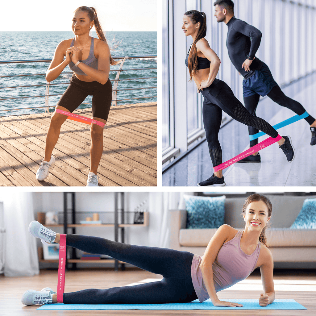 XGear Fitness Loop Resistance Band Set of 5 for Women with Carry Bag